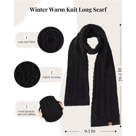 Winter Hat Scarf Glove Set for Women, Fleece Lined Beanie main image 4